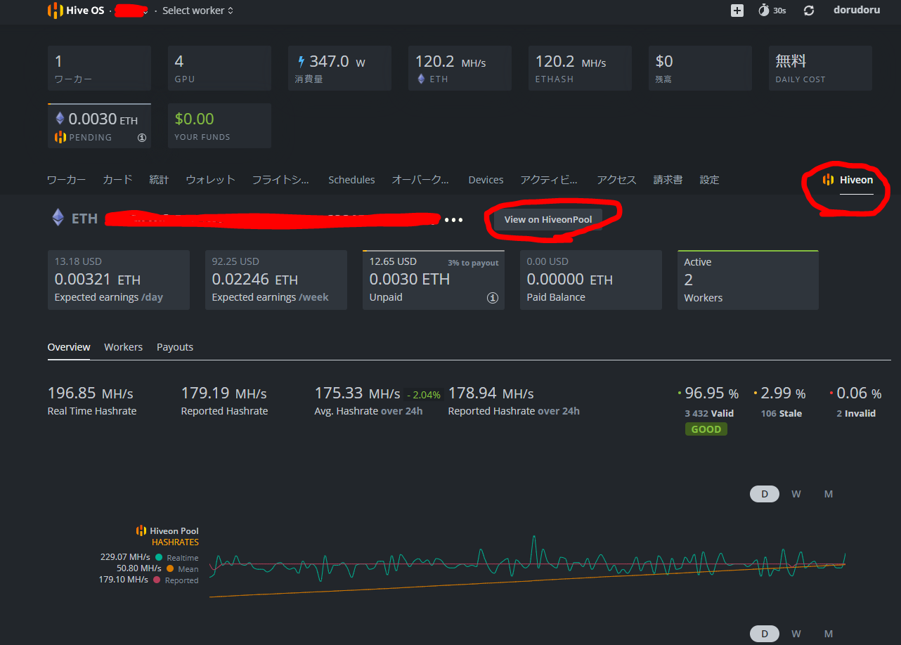 マイニング Hive OSでHiveon PoolとBinance Poolの使用感想 メリット デメリット 特徴 | dorublog